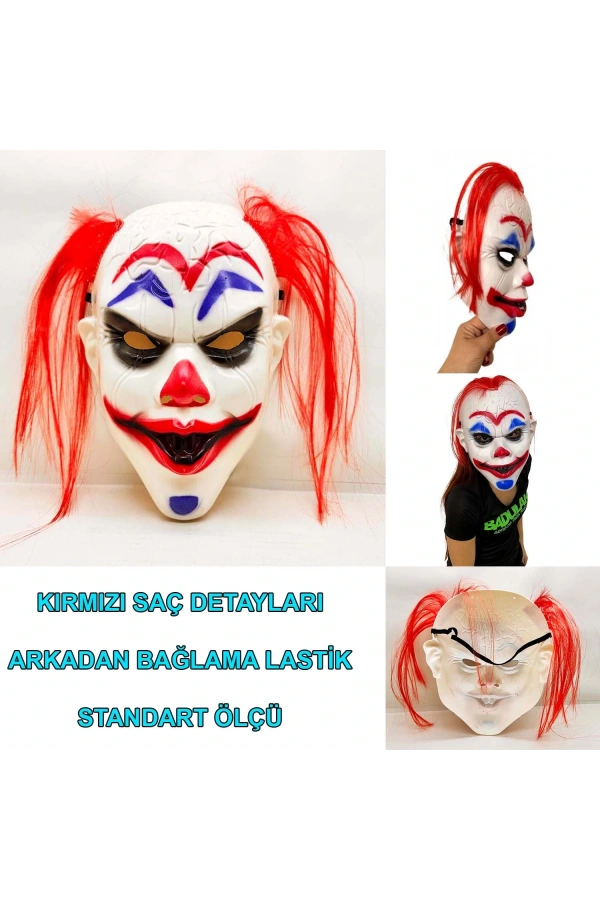 Bidebuvar Kızıl Saçlı Joker Palyaço Maskesi