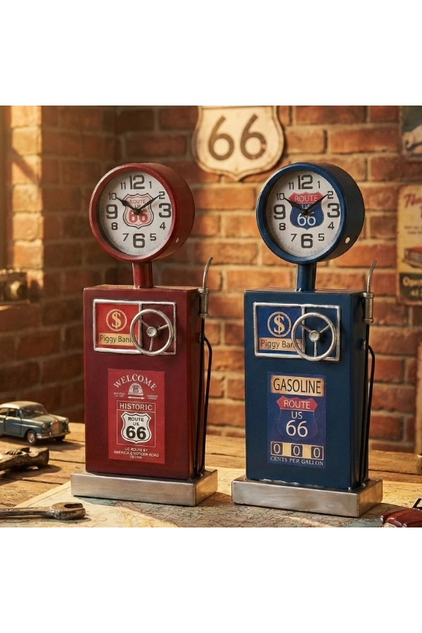 Bidebuvar Klasik Benzinlik Tasarımlı Masaüstü Saat