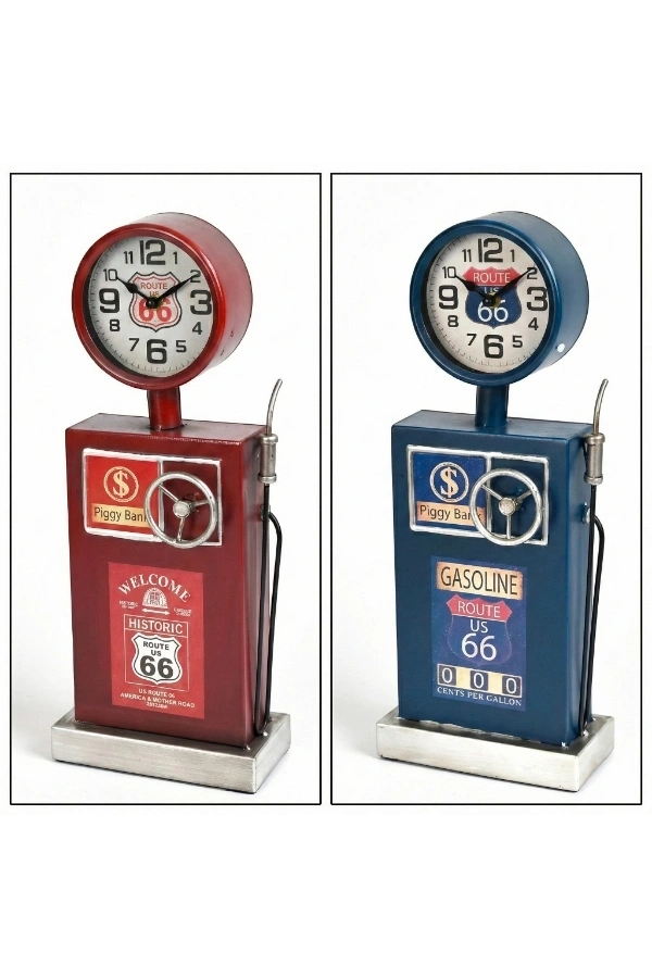 Bidebuvar Klasik Benzinlik Tasarımlı Masaüstü Saat