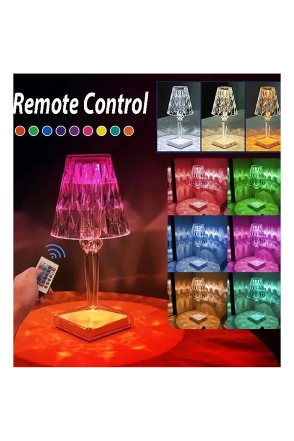 Bidebuvar Kristal Abajur LED Kumandalı Ve Dokunmatik Masa Lambası