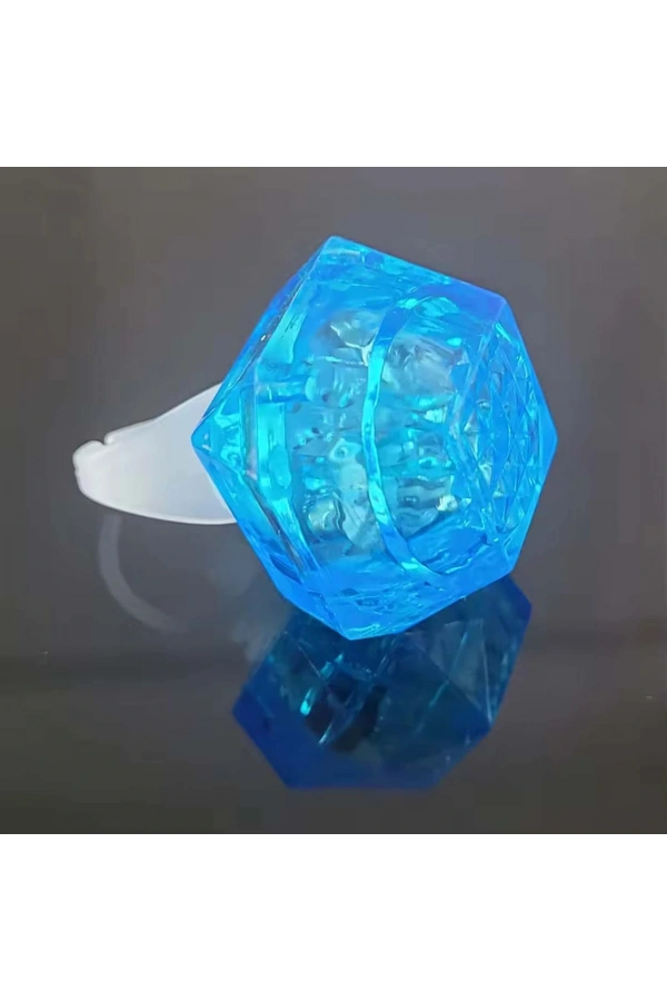 Bidebuvar Kristal Tasarımlı Led Işıklı Mavi Yüzük