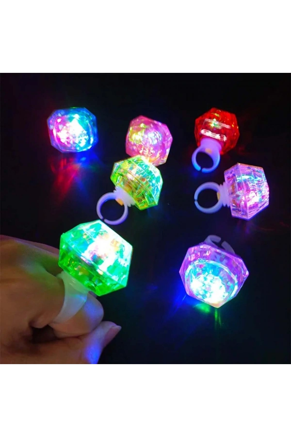 Bidebuvar Kristal Tasarımlı Led Işıklı Mavi Yüzük