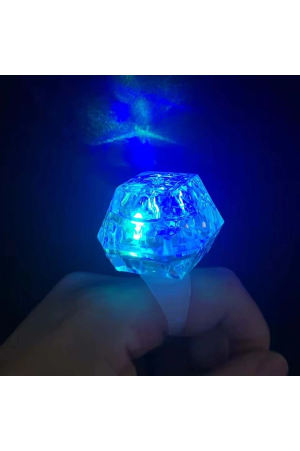 Bidebuvar Kristal Tasarımlı Led Işıklı Mavi Yüzük