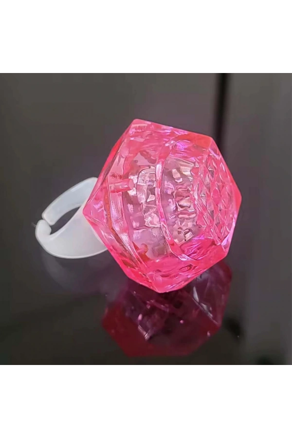 Bidebuvar Kristal Tasarımlı Led Işıklı Pembe Yüzük