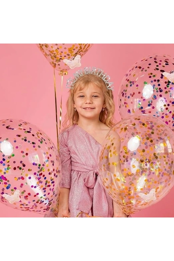 Bidebuvar Kristal Taşlı Gümüş Renk Doğum Günü Tacı