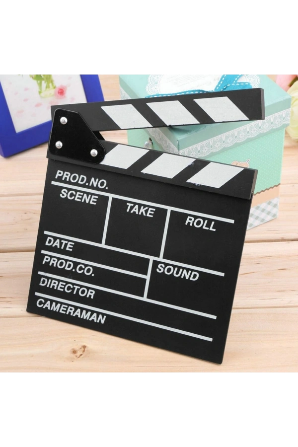 Bidebuvar Küçük Boy Dekoratif Sinema Klaketi - Ahşap Tasarım - 20x20 cm