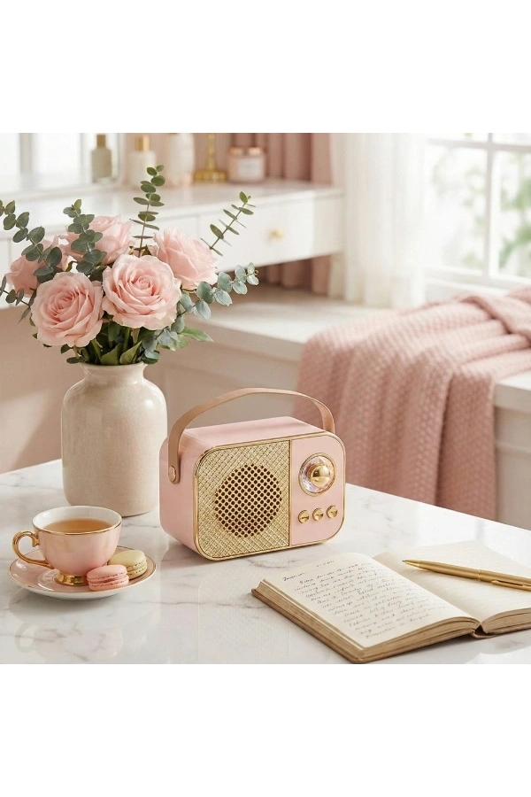 Bidebuvar LED Aydınlatmalı Hoparlör Pembe