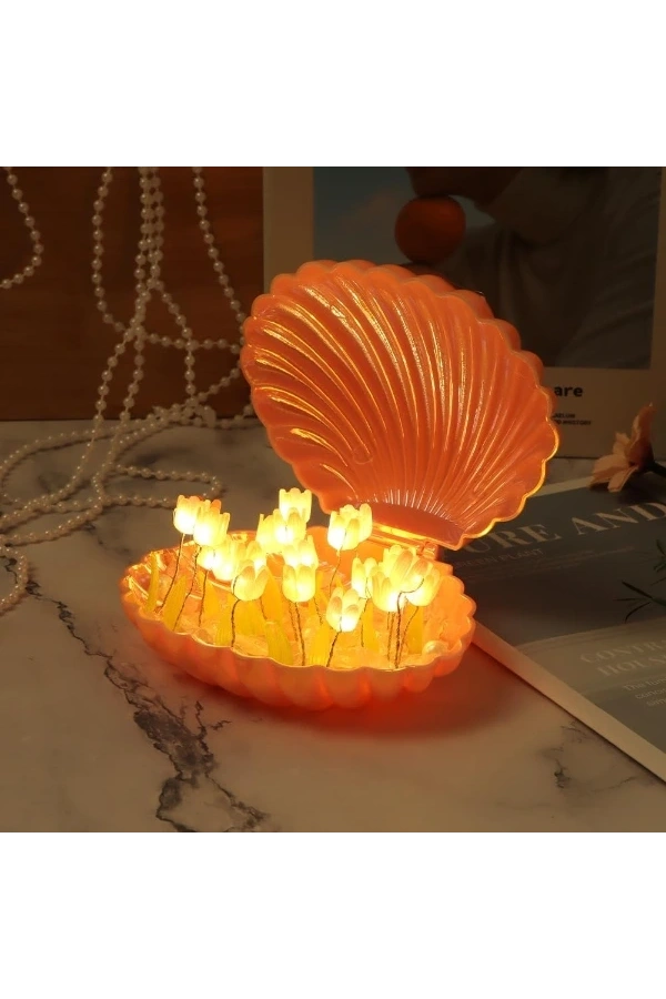 Bidebuvar LED Işıklı Kendin Yap Deniz Kabuğu Tasarımlı Lale Lamba