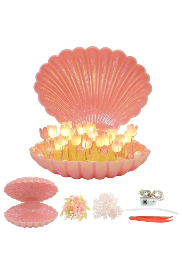 Bidebuvar LED Işıklı Kendin Yap Deniz Kabuğu Tasarımlı Lale Lamba