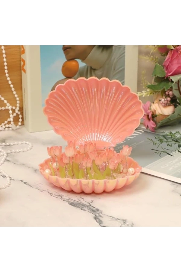 Bidebuvar LED Işıklı Kendin Yap Deniz Kabuğu Tasarımlı Lale Lamba