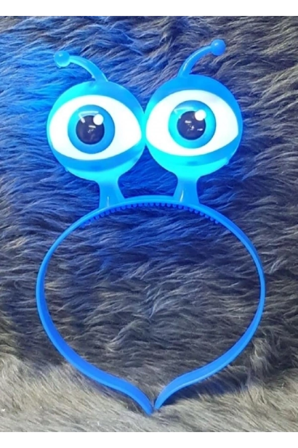 Bidebuvar Led Işıklı & Pilli Uzaylı Göz Parti Tacı Mavi Renk