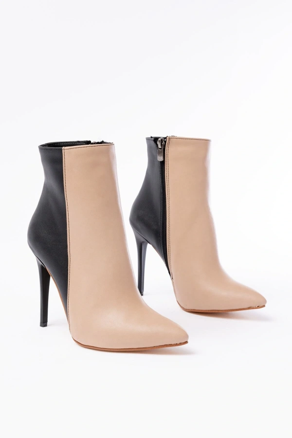 Bidebuvar LS-216 Nut Yüksek İnce Topuklu Fermuarlı Kadın Bot