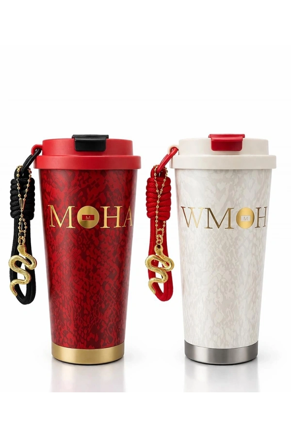 Bidebuvar Lüks Tasarım Charm Detaylı Çift Katmanlı Vakumlu Termos Bardak