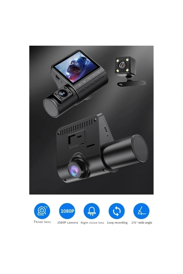 Bidebuvar M80 3 Lens Araç Kamerası