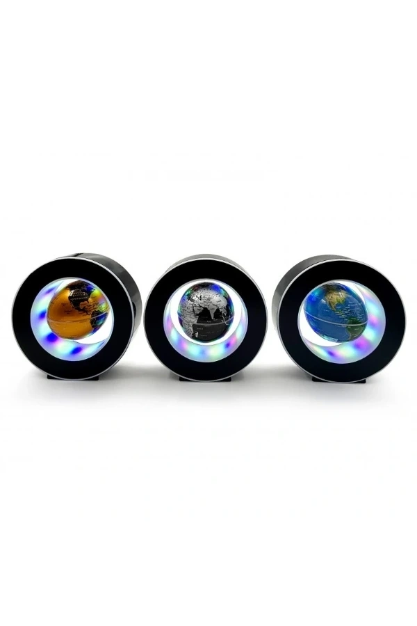 Bidebuvar Manyetik Siyah Model Yuvarlak Ledli Dünya Küre