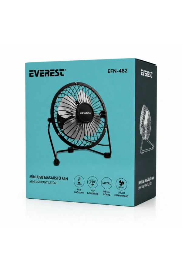 Bidebuvar Masaüstü Mini USB Fan - Metal Gövdeli - Ultra Sessiz