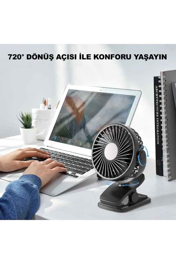 Bidebuvar Masaüstü Şarjlı Klipsli Portatif Fan