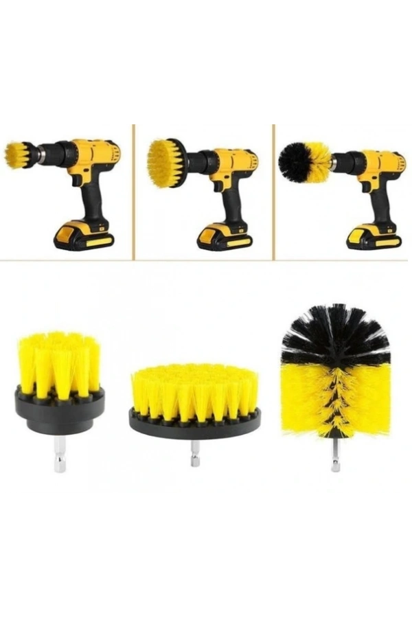 Bidebuvar Matkap Ucuna Takılan 3lü Fırça  Temizlik Seti