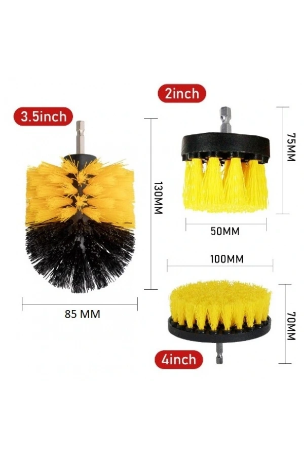 Bidebuvar Matkap Ucuna Takılan 3lü Fırça  Temizlik Seti