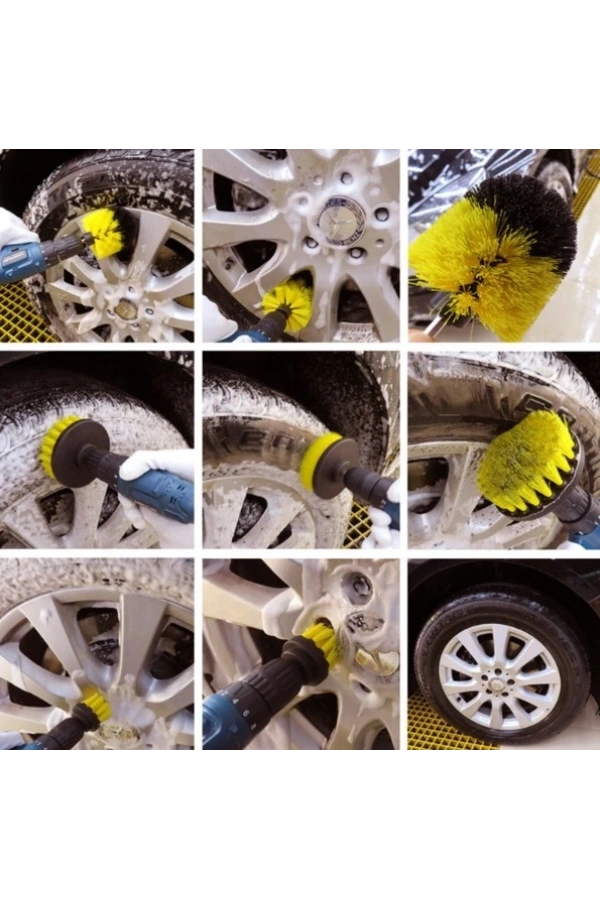 Bidebuvar Matkap Ucuna Takılan 3lü Fırça  Temizlik Seti