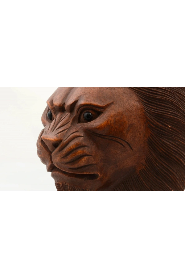 Bidebuvar Maun Ağacı El Yapımı Dekoratif Aslan Büstü