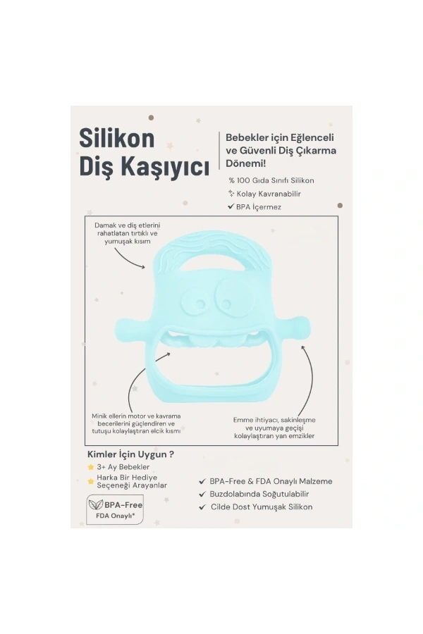 Bidebuvar Mavi Bebek Silikon Diş Kaşıyıcı