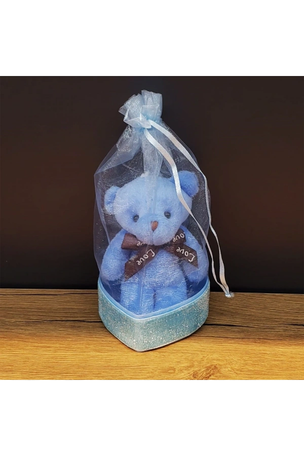 Bidebuvar Mavi Hediyelik Kese İçinde Ayıcık