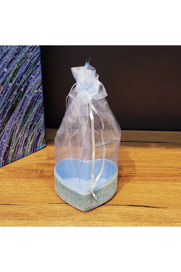 Bidebuvar Mavi Kalp Tasarımlı Tül Kese