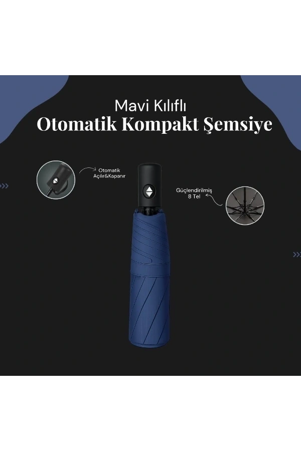 Bidebuvar Mavi Kılıflı Otomatik Kompakt Şemsiye