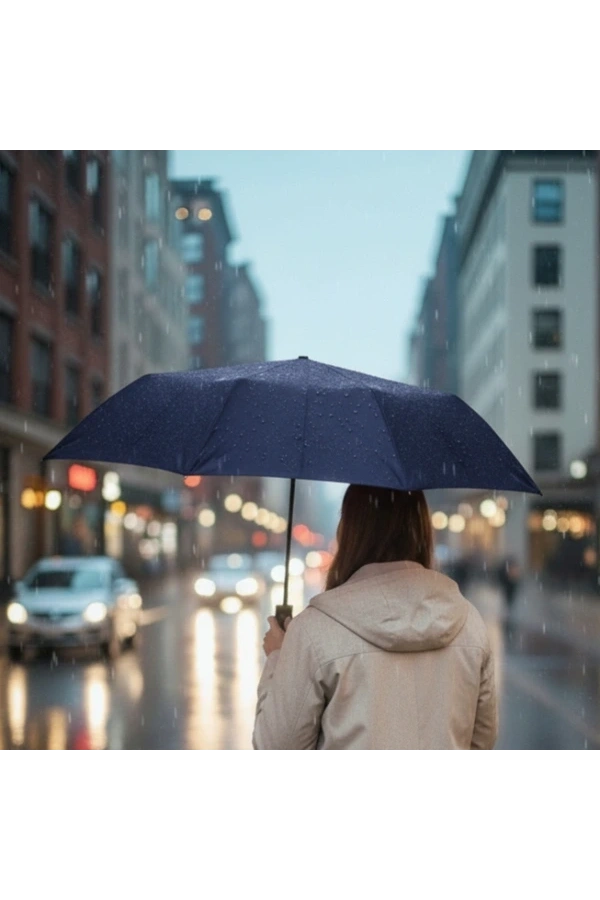 Bidebuvar Mavi Kılıflı Otomatik Kompakt Şemsiye