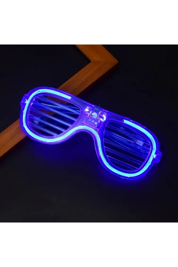 Bidebuvar Mavi Led Işıklı Parti Gözlüğü - Neon 3 Modlu