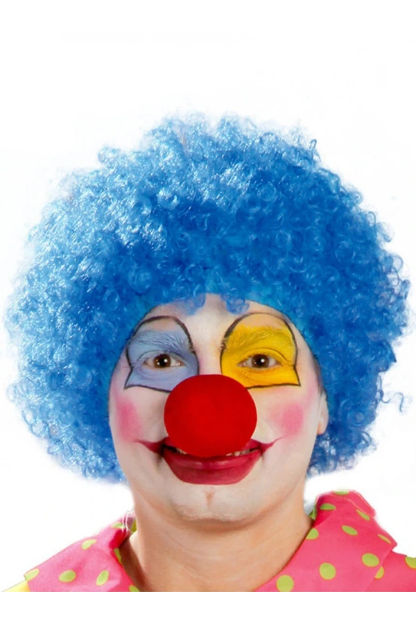 Bidebuvar Mavi Renk Kıvırcık Afro Palyaço Seti
