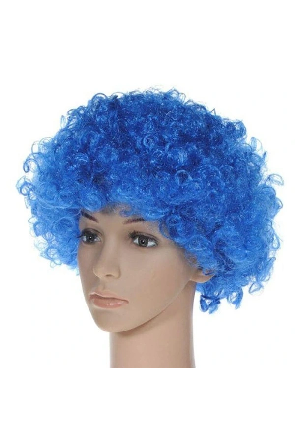 Bidebuvar Mavi Renk Kıvırcık Peruk