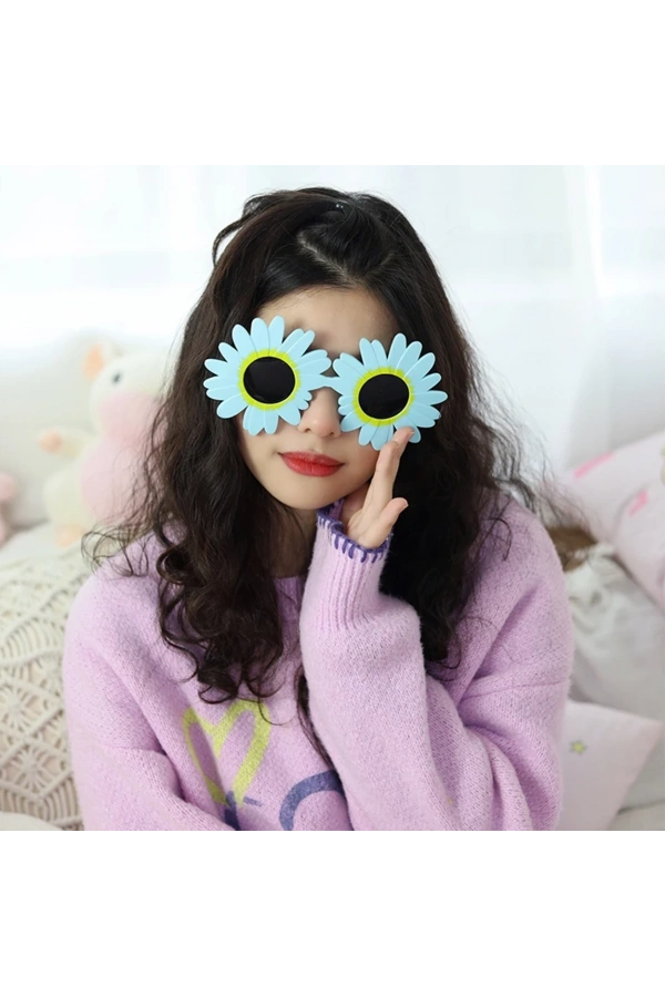 Bidebuvar Mavi Renk Papatya Şekilli Parti Gözlüğü