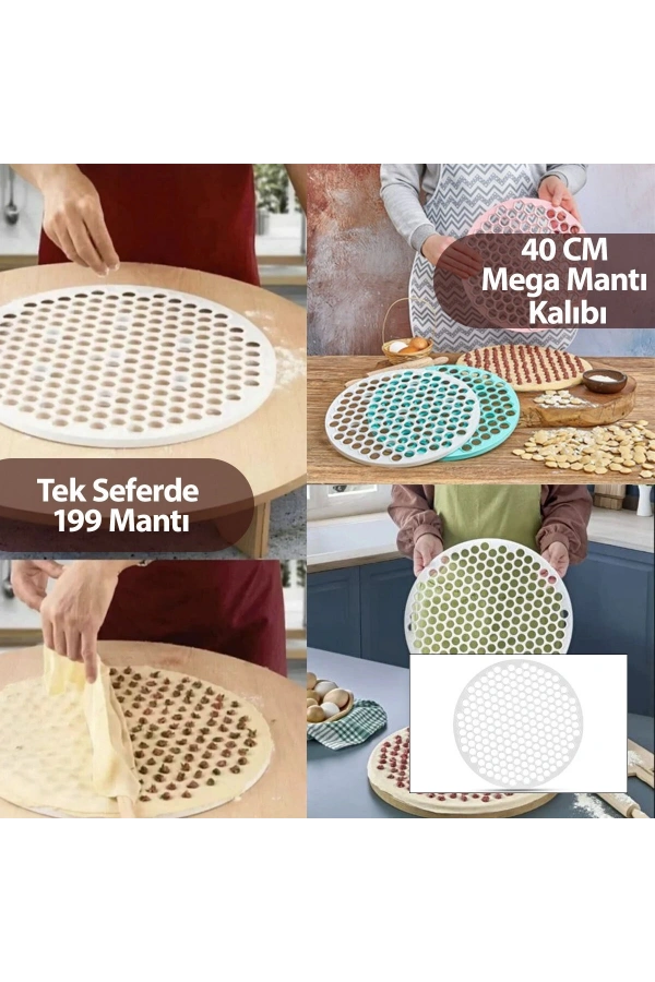 Bidebuvar Mega Mantı Kalıbı - 40 cm - 199 Mantı Kapasiteli - Plastik