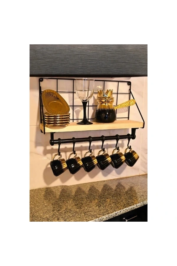 Bidebuvar Metal Askılıklı Kahve Köşesi Rafı