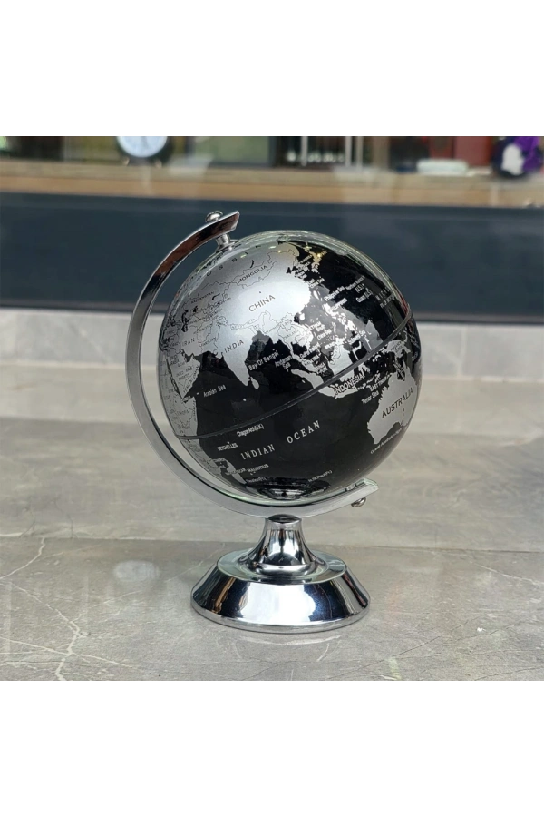 Bidebuvar Metal Ayaklı Siyah Dünya Küresi