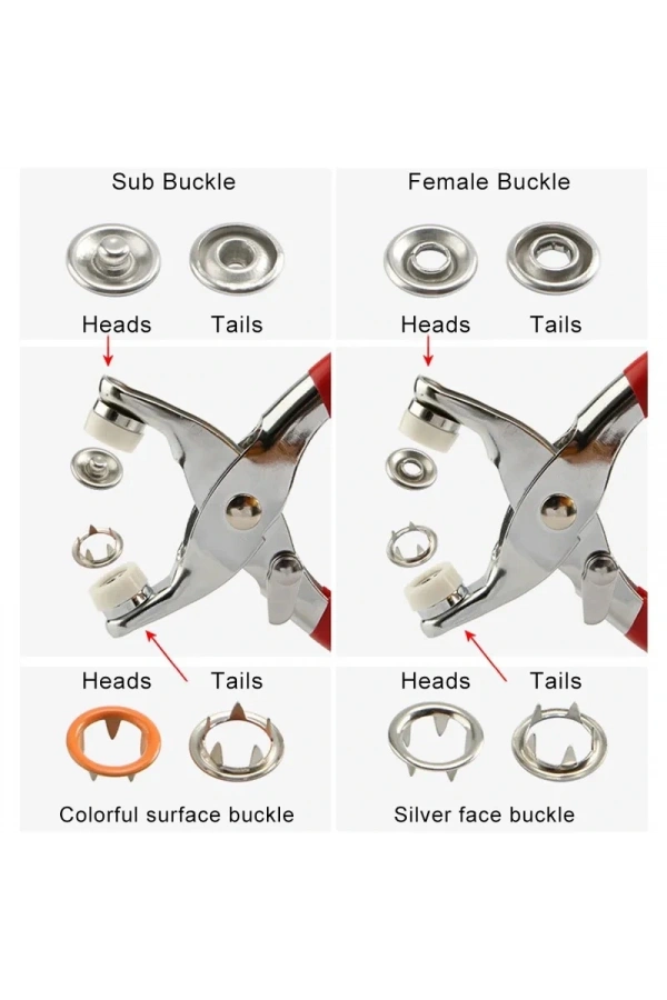 Bidebuvar Metal Çıtçıt Pensesi ve Düğme Seti