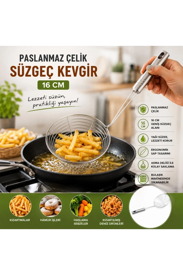 Bidebuvar Metal Kevgir - Paslanmaz Çelik - 16 cm