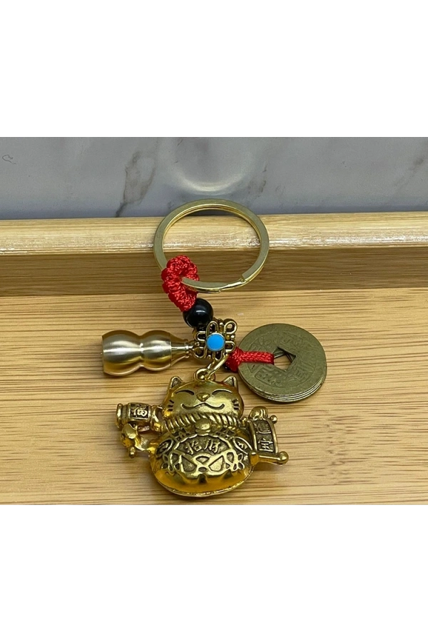 Bidebuvar Metal Şans Ve Bereket Kedisi Anahtarlık Model 1