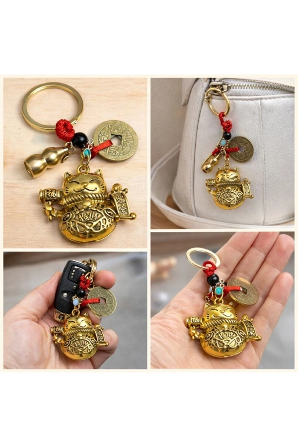 Bidebuvar Metal Şans Ve Bereket Kedisi Anahtarlık Model 1