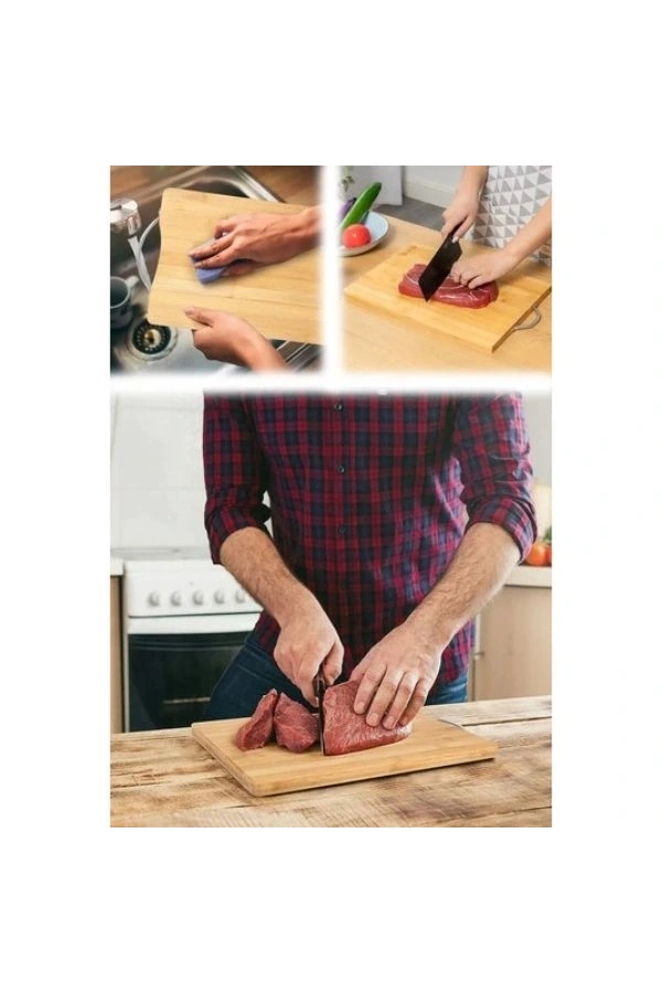 Bidebuvar Metal Saplı Bambu Kesim Panosu