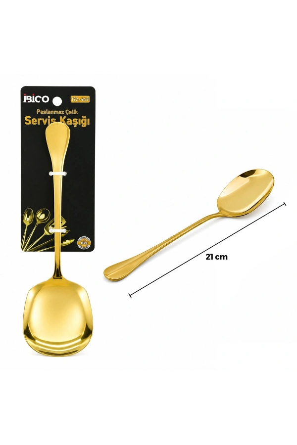 Bidebuvar Metal Servis Kaşığı - 21 cm - Gold Renk