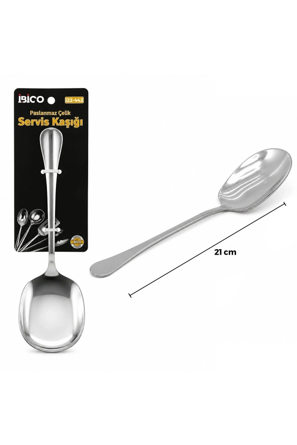 Bidebuvar Metal Servis Kaşığı - 21 cm - Krom Renk