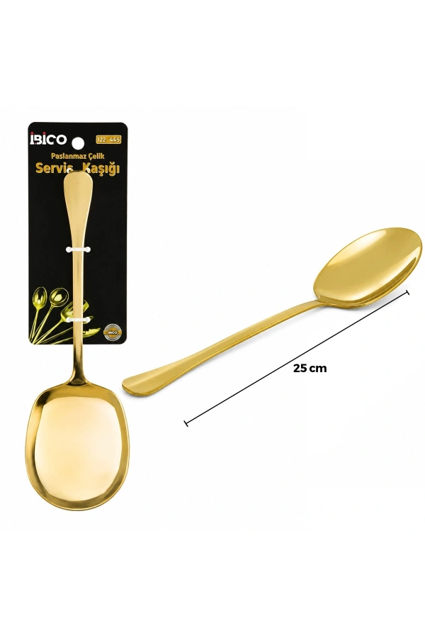 Bidebuvar Metal Servis Kaşığı - 25 cm - Gold Renk