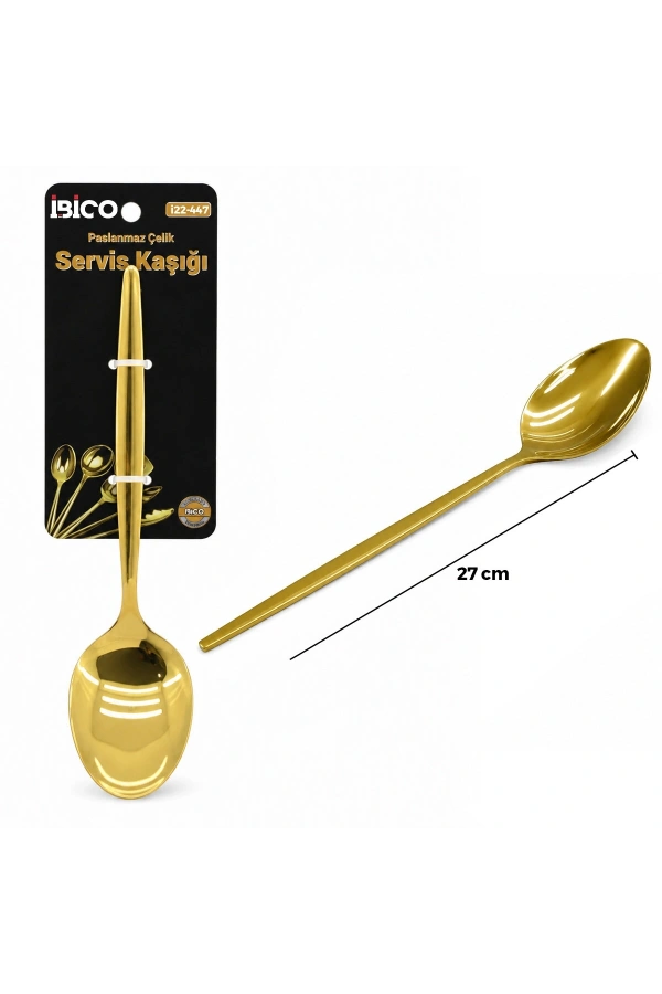 Bidebuvar Metal Servis Kaşığı - Gold Renk - 27 cm