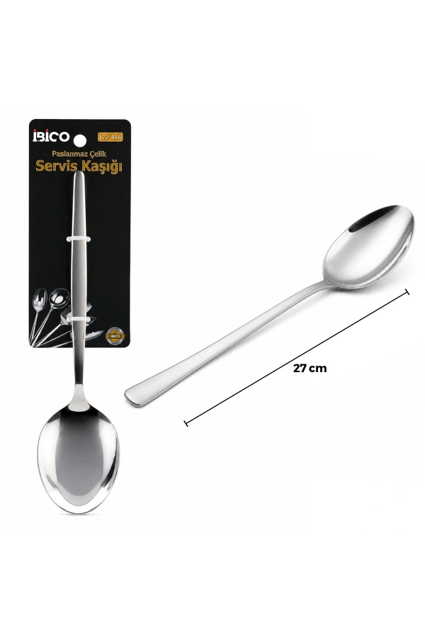Bidebuvar Metal Servis Kaşığı - Krom Renk - 27 cm