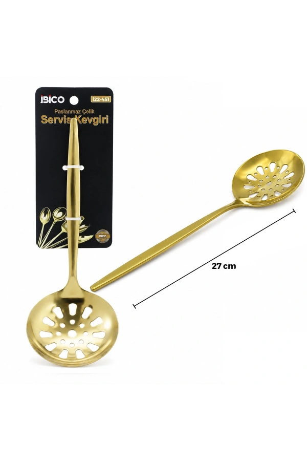 Bidebuvar Metal Servis Kevgiri - 27 cm - Gold Renk