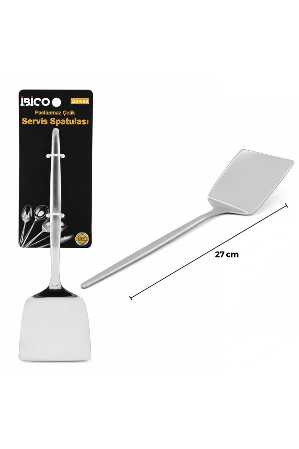 Bidebuvar Metal Servis Spatulası - Krom Renk - 27 cm - Paslanmaz Çelik