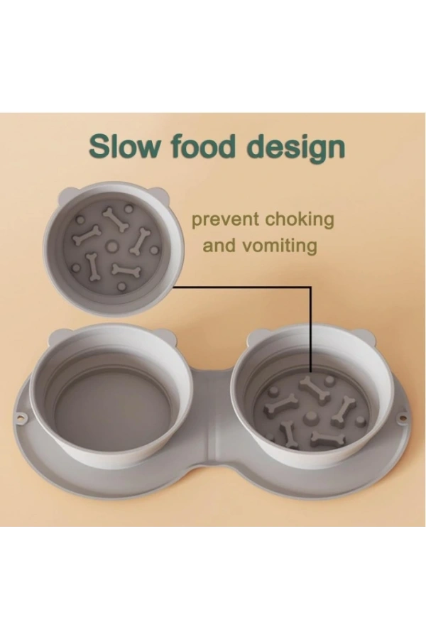 Bidebuvar Mikopet Katlanabilir İkili Mama ve Su Kabı